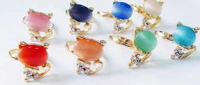 高品質貓咪貓眼石戒指 義烏批發地攤飾品的時尚選擇